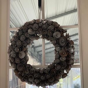 Silver Paper Husk  Floral Neutral Wreath- Nice for Spring